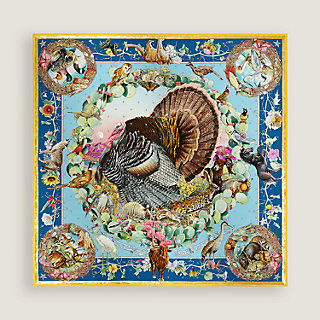 Faune et Flore du Texas Exceptional embroidered scarf 90 | Hermès
